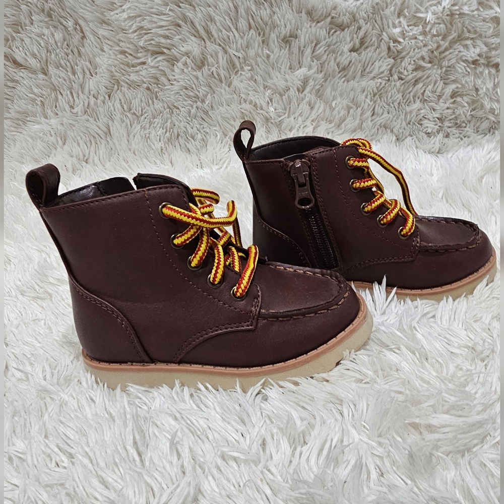 Cat & Jack Brown Boots with Orange Laces